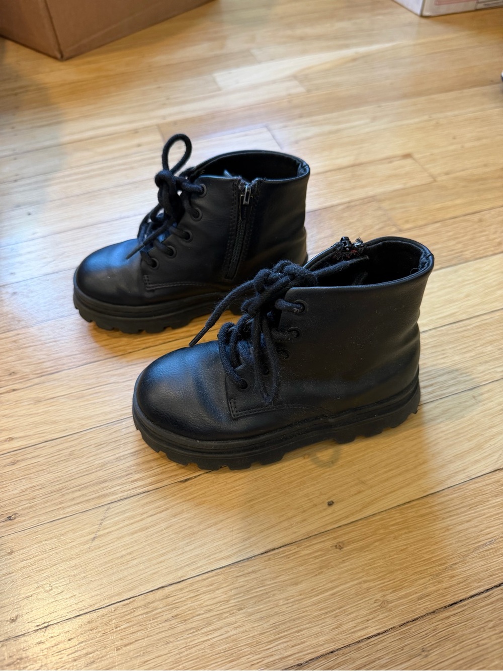 Zara- Kids Black Lace-Up Utility Boots - Unbranded size 24/ US 8C